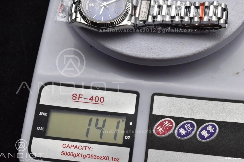 President 672 Edition Steel QF DayDate 36 904L on Blue SS Dial (Gain Packable vr3255 Best V5 Bracelet Weight) 0820